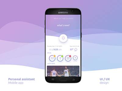 Personal assistant UI design app design mobile ui