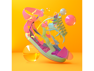 Deconstructing Jordan 1 3d 3d animation 3d illustration adobe cinema4d corona illustration lowpoly maya octane
