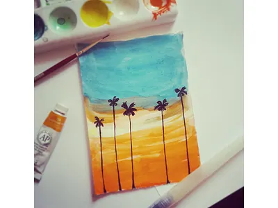 Painting 3 brushpens multicolor painting summers watercolor