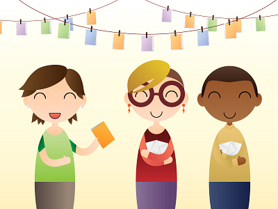Card Party 2d cute people simplified