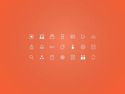 Icon Set enterprise icon orange sharp square technical