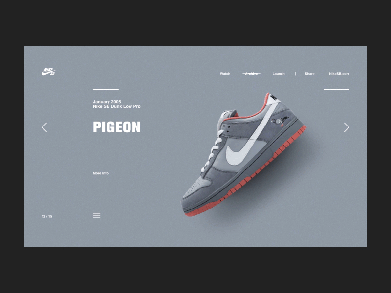 15 Years Nike SB Dunk Archive animation design javascript nike sb sb dunk