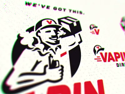 VapinDirect bold box cap logo male man mascot retro shipping smoke vape vaping