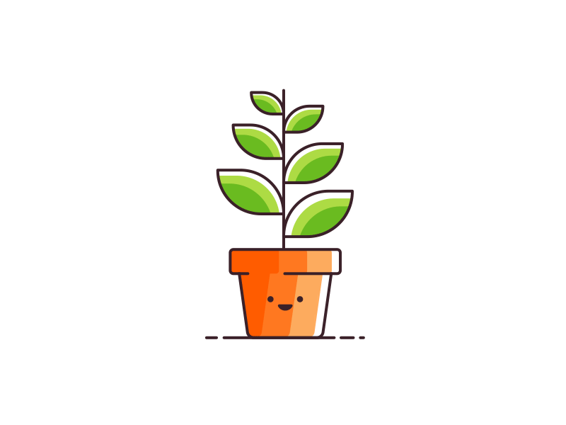 Plant animation flat gif happy loop outline plant sadigov