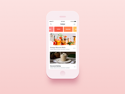 Drinking App alcohol app colorful drinks flat pink recipe tipsy