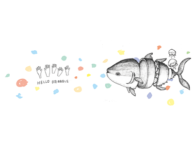 Hello Dribbble debuts dribbble illustration needlepen thanks