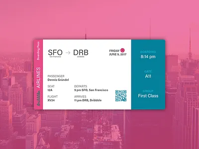 Hello Dribbble! boarding pass dribbble first shot hello welcome