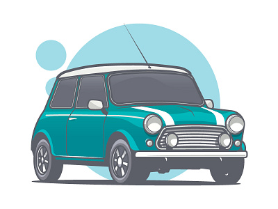 Mini Cooper auto car fast flat illustration mini cooper small sport stroke vector