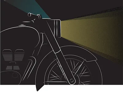 Let the journey begin bike bullet graphicdesign illustration journey lights motorcycle night print royalenfield vector visualart