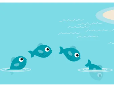 Fish leap app cartoon children fish illustration sea water
