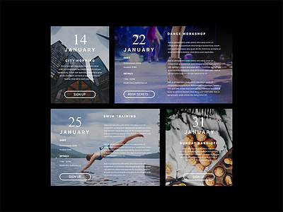 Social Event Cards adobe xd cards discover events event planning social