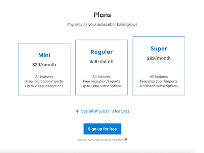 Subsail plans blue marketing plans pricing subsail