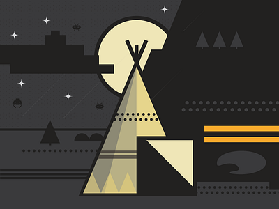 Teepee drawing camping drawing moon space invader stars teepee vector drawing wigwam