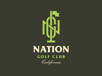 Nation Golf Club Logo branding c logo golf golf branding golf identity golf logo illustration letter logo lettering logo logotype monogam n logo