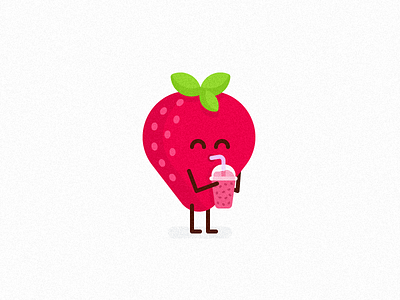 Cannibal Strawberry clean design drink flat fruits funny icon illustration minimal smoothie strawberry vector