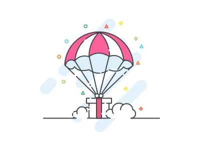 Gift box Illustration box cloud gift iconography illustration line outline parachute reward