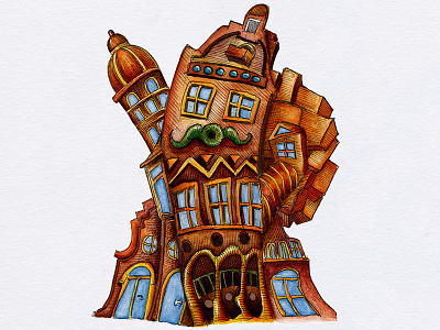 House bus california car drawing fineliner house icon illustration leagueofextr linework outline summer