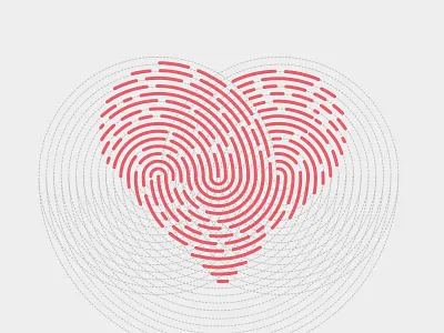 Heart Fingerprint circular design finger fingerprint graphic grid heart line