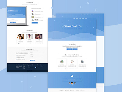 Software blue clean gradient landing material software template ui ux wave web