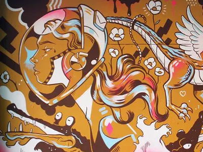 Mural Detail design illustration ink mural muralist paint san francisco