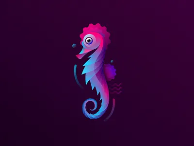 Sea-Horse fish gradient illustration sea animals seahorse vector vector horse
