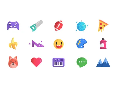 Categories icons set art banana disco diy fox gaming icon set icons illustration music pizza sport