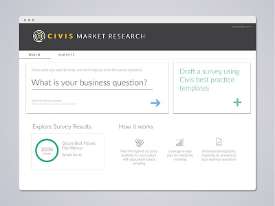 Market Research Survey Application data design sprint desktop interaction minimal surveys ux design