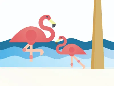 Flamingo's animals design flamingos gradient ocean vector