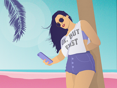 Paulienne 2d art beach branding character clean design illustration illustrator palm tree purple vector