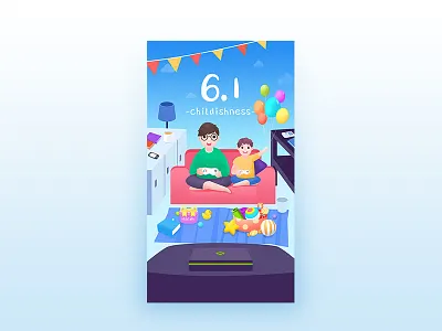 Children's Day child clean flat design game house illustration kid ui ux xbox