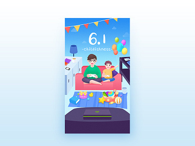 Children's Day child clean flat design game house illustration kid ui ux xbox