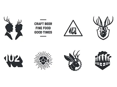 Hop Factory Graphics bar beer cafe craft beer factory food graphics icon icons jackalope rabbit set