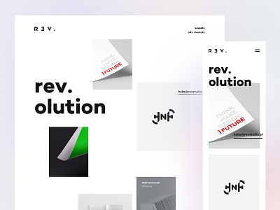 Rev. 🎉 branding grid landing minimal mobile portfolio studio ui web white work