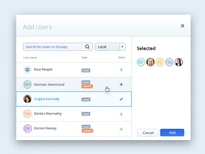 Add Users Window corporate multi select users