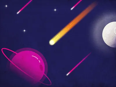 Space blue dark grunge meteor moon pink saturn sketch space space art