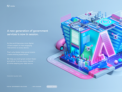 Adobe Government 3d adobe c4d design flat header illustration isometric logo photoshop semi web