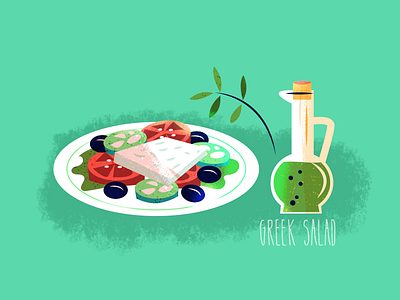 Greek Salad cheese feta food greek oil salad tomato vector