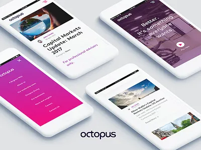Octopus Group - Mobile banking company corporate design fintech iphone london minimal mobile money news white