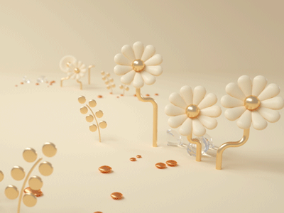 Fairy World Environment 3d c4d design fairy flower gold monochrome