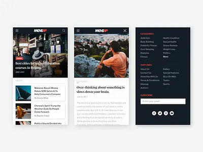MENSXP - Responsive Version article blog card design footer ios lifestyle magazine minimal mobile responsive ui