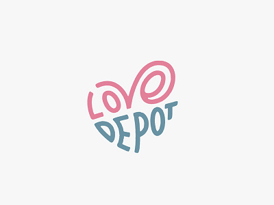 Love Depot blue heart lettering logo logotype love naming pink typography