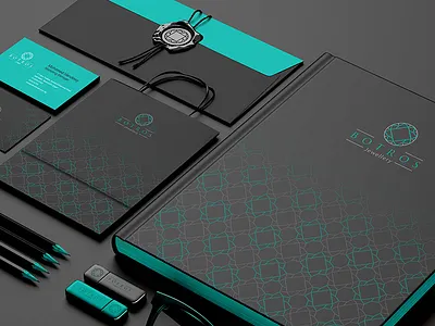 Botros Branding accessories bag branding business card creative design diamond identity logo pattern