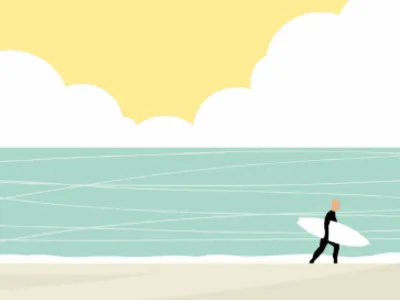 Surfer beach clouds sea surfer