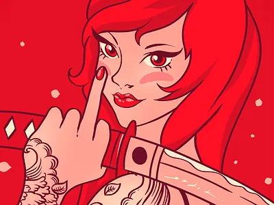 Red Samurai girl illustration katana red tattoo