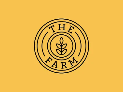 The Farm badge circle clean farm identity letters line logo minimal stroke wheat yellow
