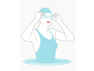 Swimmer blue graphic illustration swimmer water