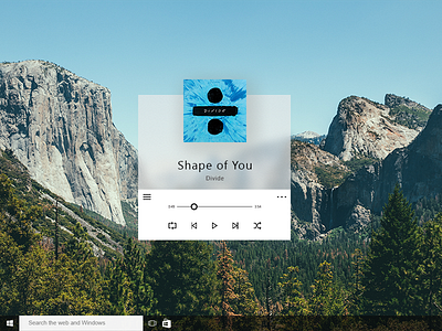 Windows 10 Acrylic Mini Player acrylic album artist divide ed sheeran microsoft music player song ui windows