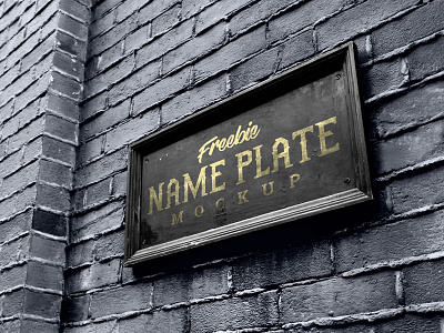 Free Name Plate / Logo Mockup PSD free mockup freebie logo mockup mockup psd name plate mockup retro logo mockup