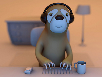 Monday Sloth 3d animal c4d cinema4d design late lazy monday sleepy sloth studio work