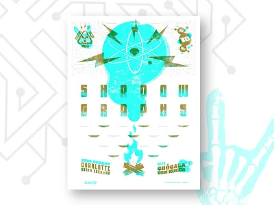 Shadowgraph Gig Poster atomic campfire fire gig poster music nuclear poster skull texture